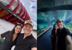 Michel Teló conhece o maior aquário de água doce do mundo pela 1ª vez ao lado da esposa e filhos: 'Lugar lindo'