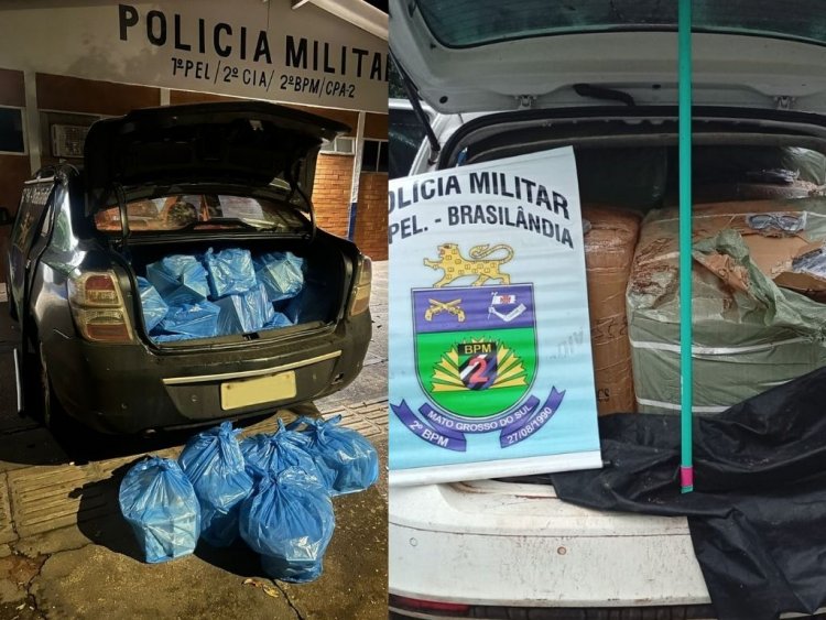 Polícia intercepta carros carregados com produtos do Paraguai em Brasilândia