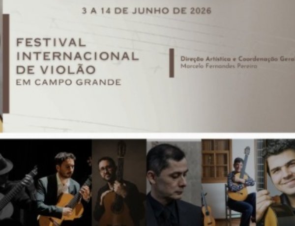 Concerto gratuito no Teatro Glauce Rocha abre Festival Internacional de Violão em Campo Grande