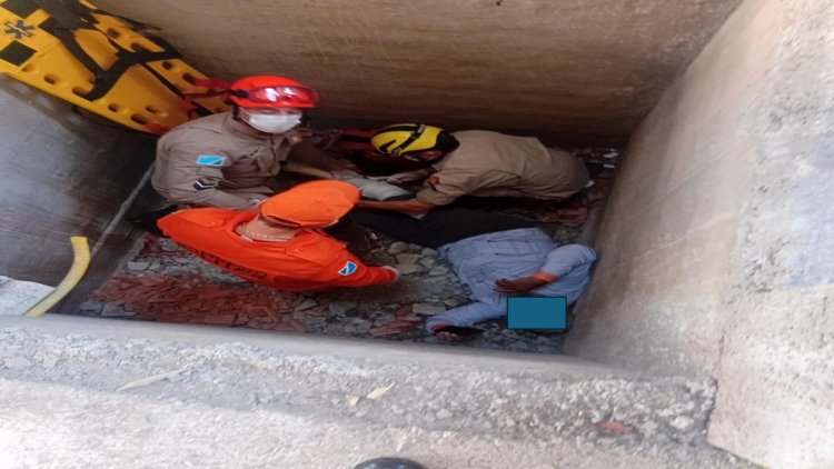 Bombeiros resgatam em Três Lagoas, trabalhador que caiu em fosso nesta sexta-feira