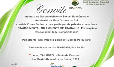 IDSEAMS promove palestra sobre saúde mental no ambiente de trabalho em Três Lagoas